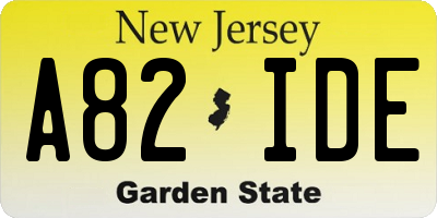 NJ license plate A82IDE