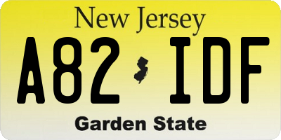 NJ license plate A82IDF