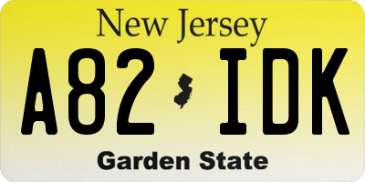 NJ license plate A82IDK