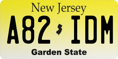 NJ license plate A82IDM