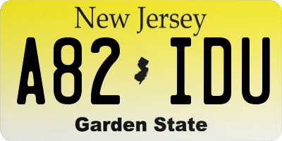 NJ license plate A82IDU