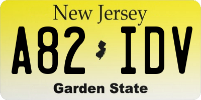NJ license plate A82IDV