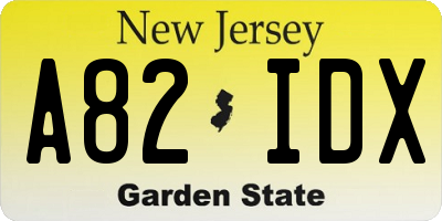 NJ license plate A82IDX