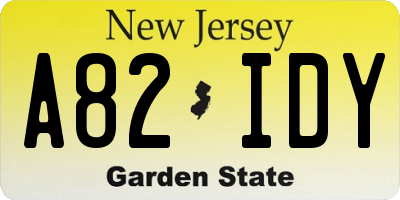 NJ license plate A82IDY