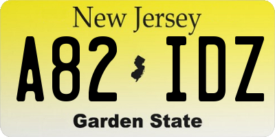 NJ license plate A82IDZ