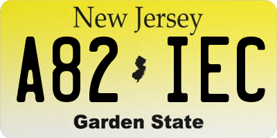 NJ license plate A82IEC