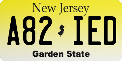 NJ license plate A82IED