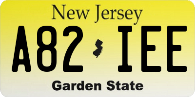 NJ license plate A82IEE