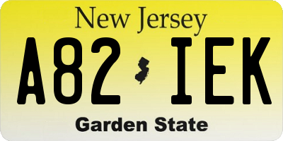 NJ license plate A82IEK