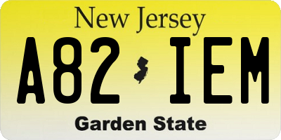 NJ license plate A82IEM