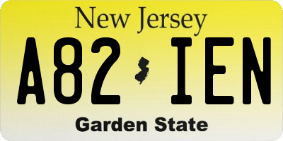 NJ license plate A82IEN