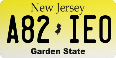 NJ license plate A82IEO