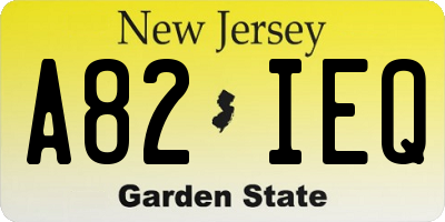 NJ license plate A82IEQ