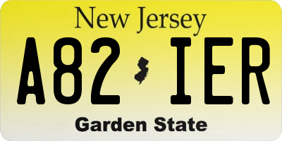 NJ license plate A82IER