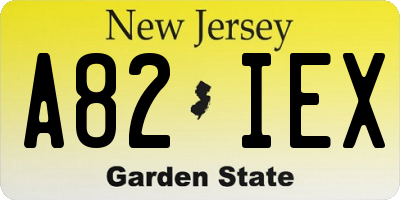 NJ license plate A82IEX