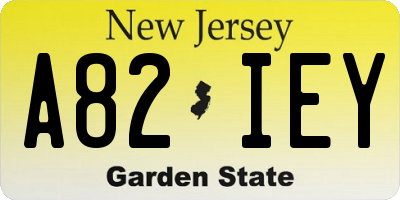 NJ license plate A82IEY