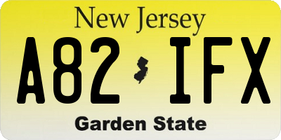 NJ license plate A82IFX