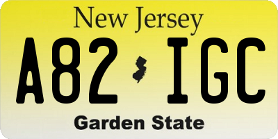 NJ license plate A82IGC