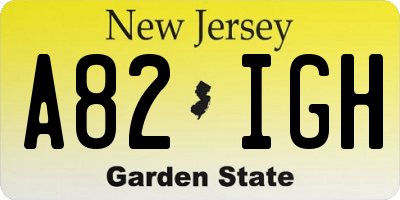 NJ license plate A82IGH
