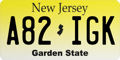 NJ license plate A82IGK
