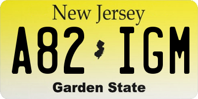 NJ license plate A82IGM