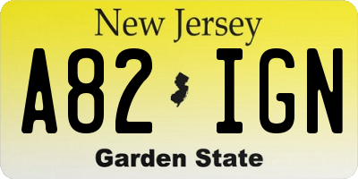 NJ license plate A82IGN