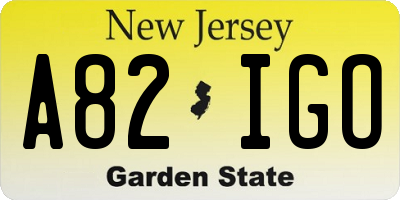 NJ license plate A82IGO