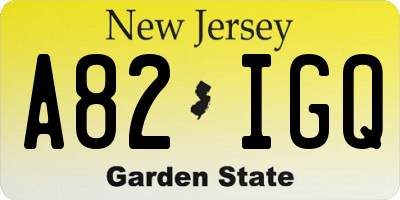 NJ license plate A82IGQ