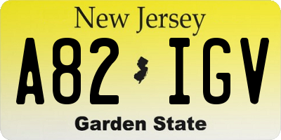 NJ license plate A82IGV