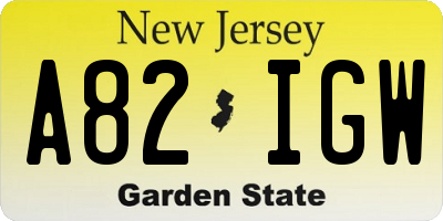 NJ license plate A82IGW
