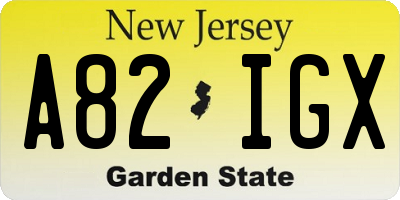 NJ license plate A82IGX