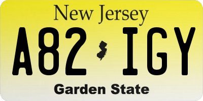 NJ license plate A82IGY