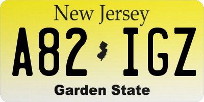 NJ license plate A82IGZ
