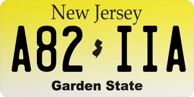 NJ license plate A82IIA