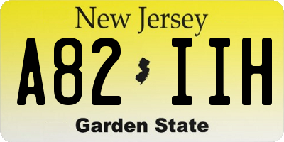 NJ license plate A82IIH