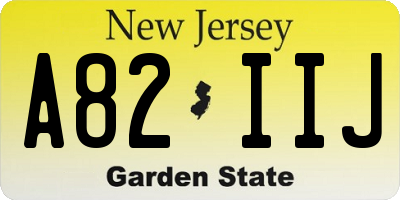 NJ license plate A82IIJ
