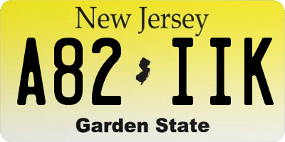 NJ license plate A82IIK
