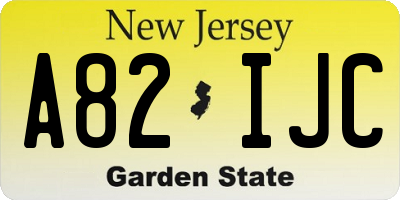 NJ license plate A82IJC