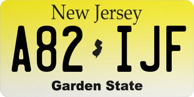 NJ license plate A82IJF