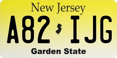 NJ license plate A82IJG