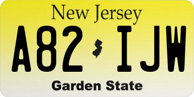 NJ license plate A82IJW