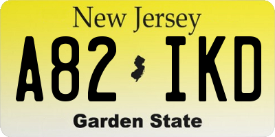 NJ license plate A82IKD