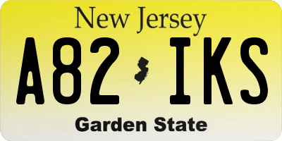NJ license plate A82IKS