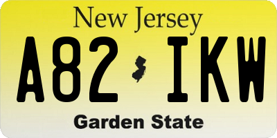 NJ license plate A82IKW