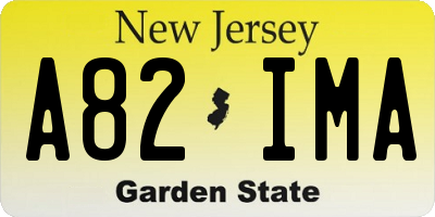 NJ license plate A82IMA