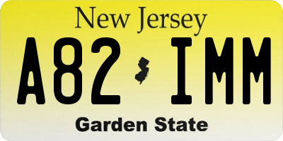 NJ license plate A82IMM