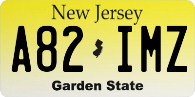 NJ license plate A82IMZ