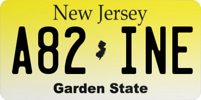 NJ license plate A82INE