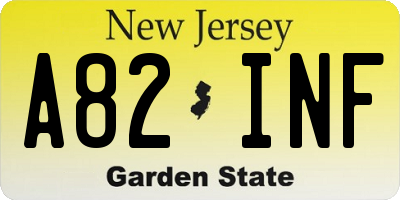 NJ license plate A82INF