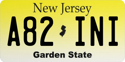 NJ license plate A82INI